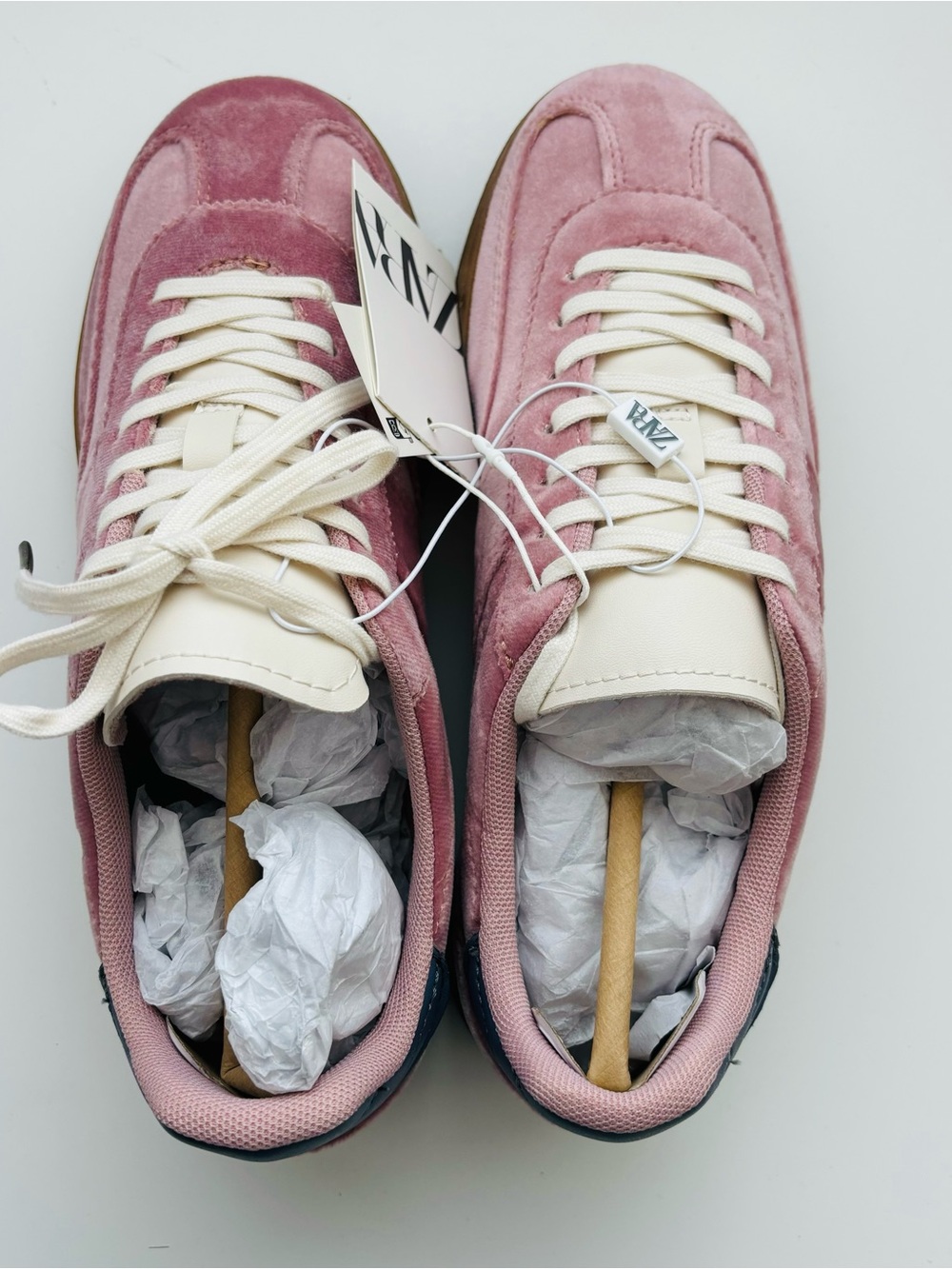 Zara Pink Velvet Casual Sneakers